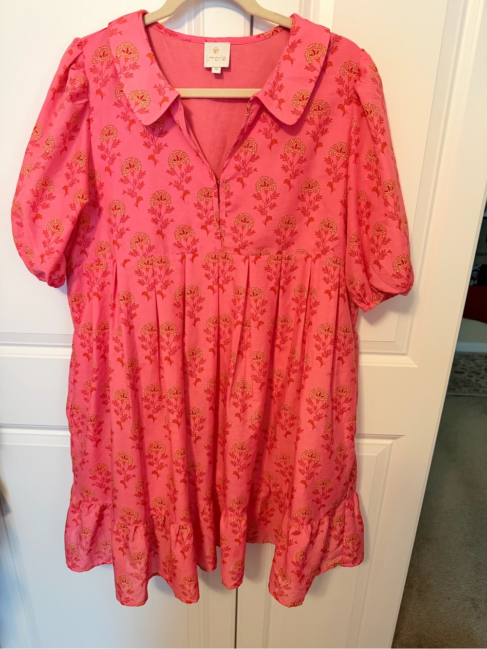 Pink Floral Tiered Babydoll Dress - Picture 2 of 7